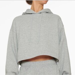 Alo Yoga Bae Cropped Hoodie Womens Gray Sweatshirt Gym Training Casual XS